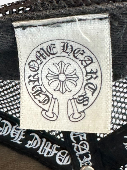 Chrome Hearts Black Triple Leather Cross Patch Trucker Hat