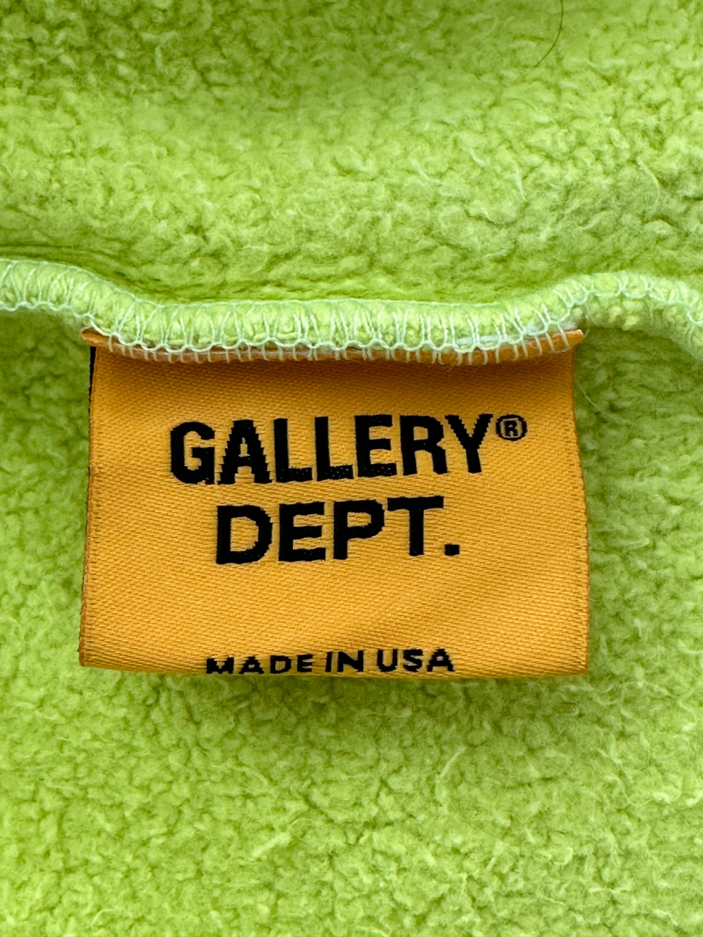 Gallery Dept Lime Green Sun Faded French Logo Zip Up Hoodie