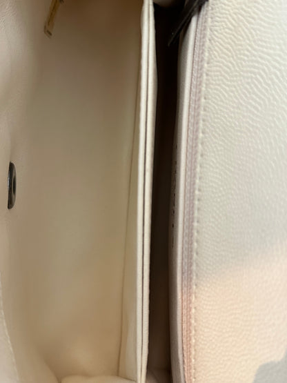 Chanel Beige & Red Caviar Quilted Small Coco Top Handle Bag