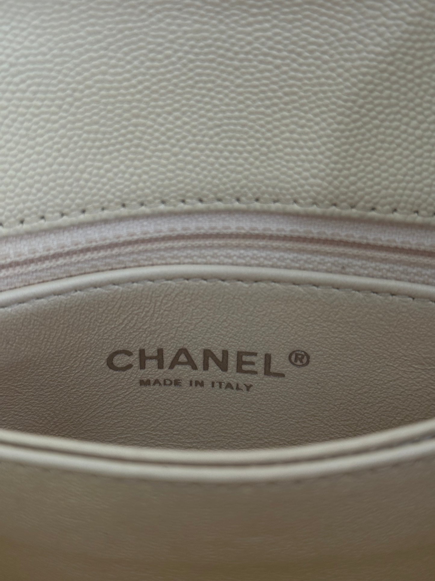 Chanel Beige & Red Caviar Quilted Small Coco Top Handle Bag