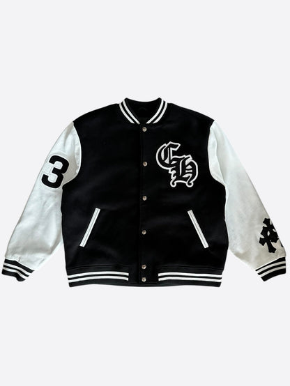 Chrome Hearts Black & White Chicken Varsity Jacket