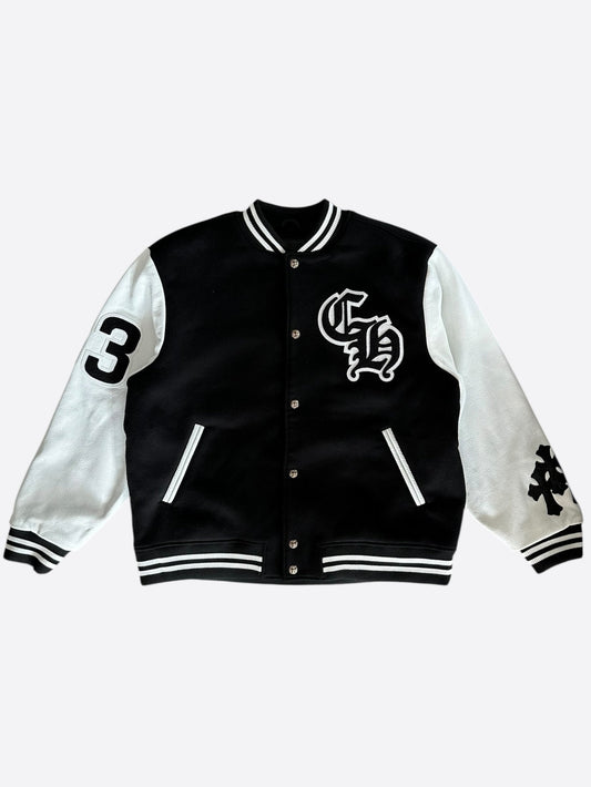 Chrome Hearts Black & White Chicken Varsity Jacket
