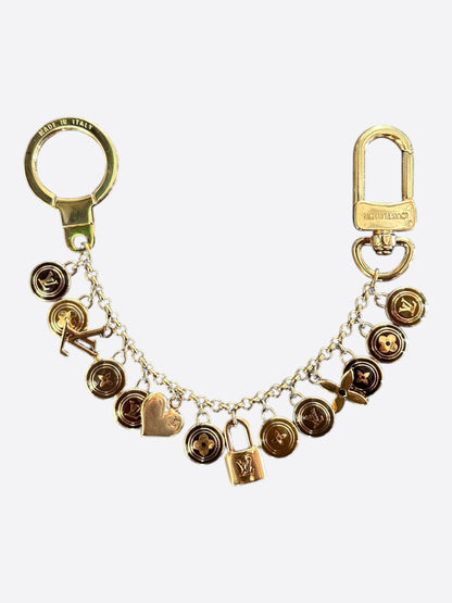 Louis Vuitton Gold & Brown Pestilles Key Chain Bag Charm