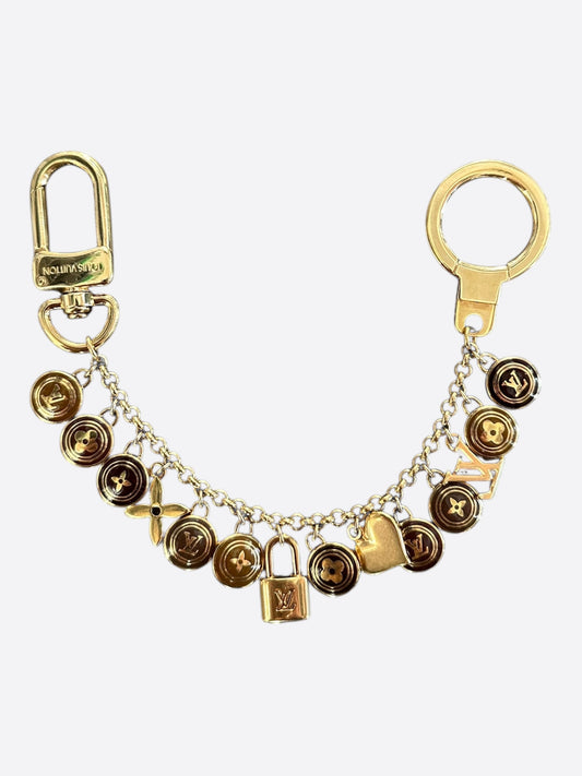 Louis Vuitton Gold & Brown Pestilles Key Chain Bag Charm