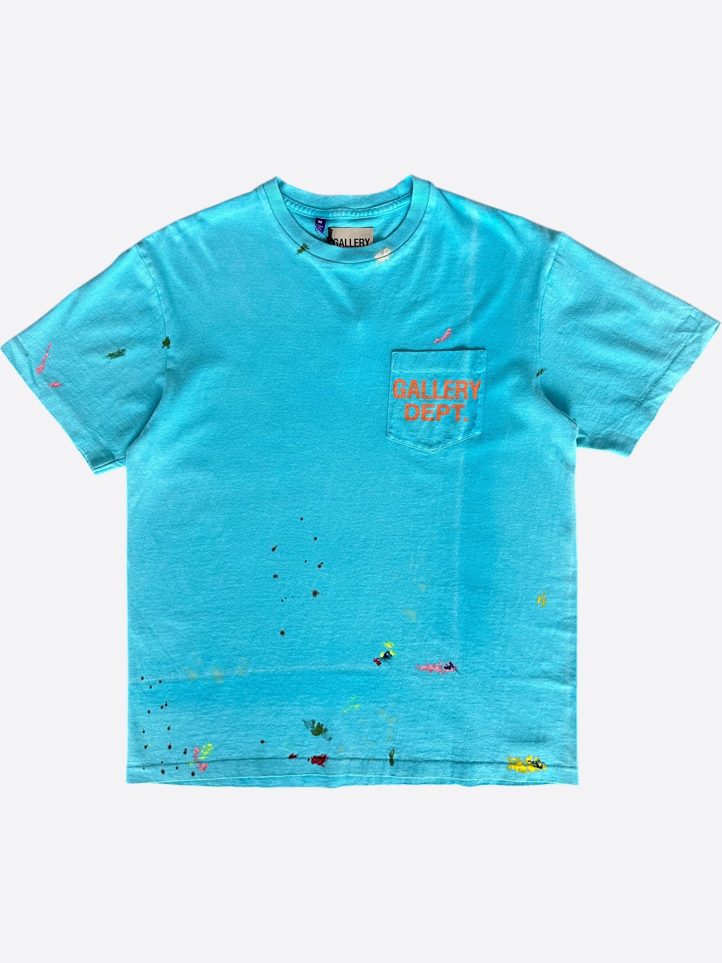 Gallery Dept Turquoise Paint Splatter Logo T-Shirt