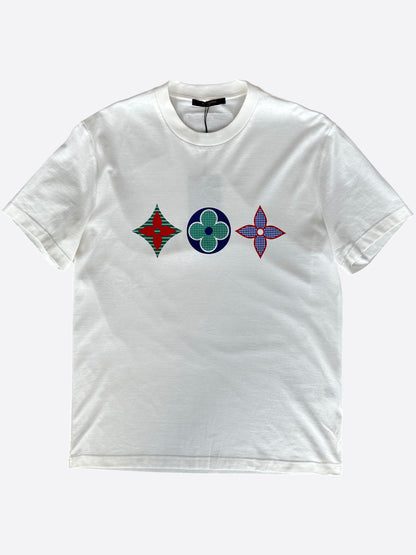 Louis Vuitton White Multicolor Flower Logo T-Shirt