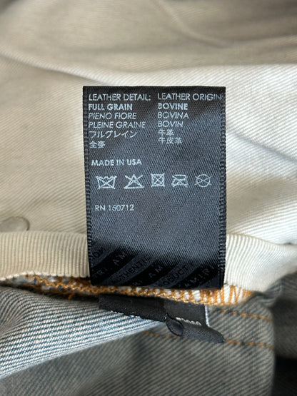 Amiri Clay Indigo Red Leather Core Applique Logo Jeans