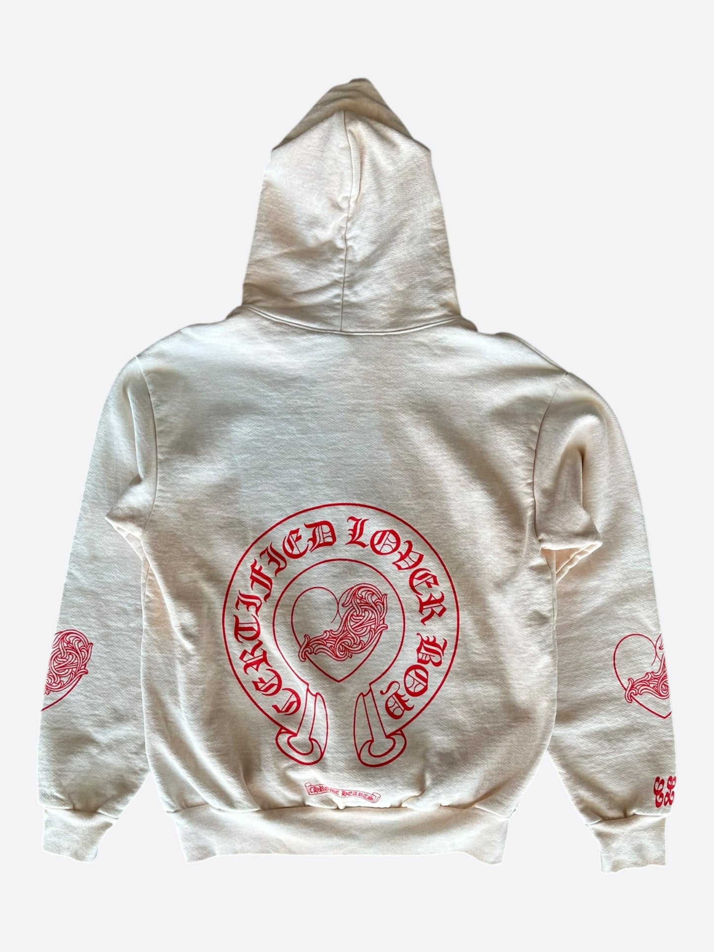 Chrome Hearts Drake Cream & Pink Certified Chrome Horseshoe Logo Hoodie