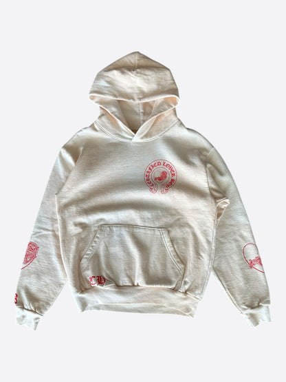 Chrome Hearts Drake Cream & Pink Certified Chrome Horseshoe Logo Hoodie