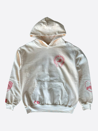 Chrome Hearts Drake Cream & Pink Certified Chrome Horseshoe Logo Hoodie