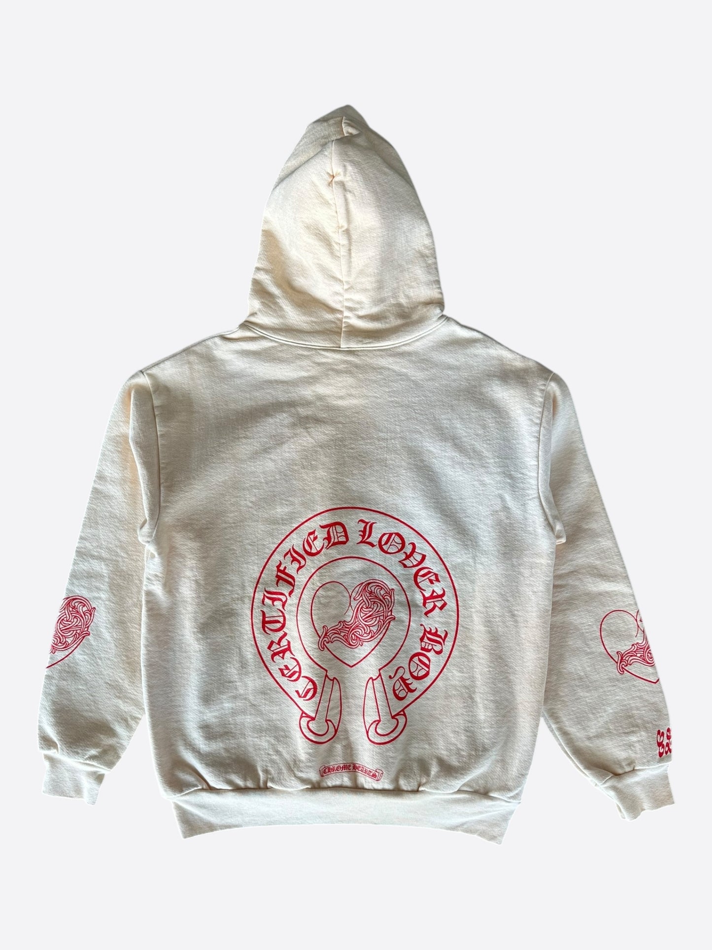Chrome Hearts Drake Cream & Pink Certified Chrome Horseshoe Logo Hoodie