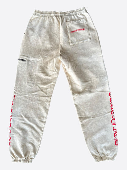 Chrome Hearts Drake Cream & Pink Certified Chrome Cross Logo Sweatpants