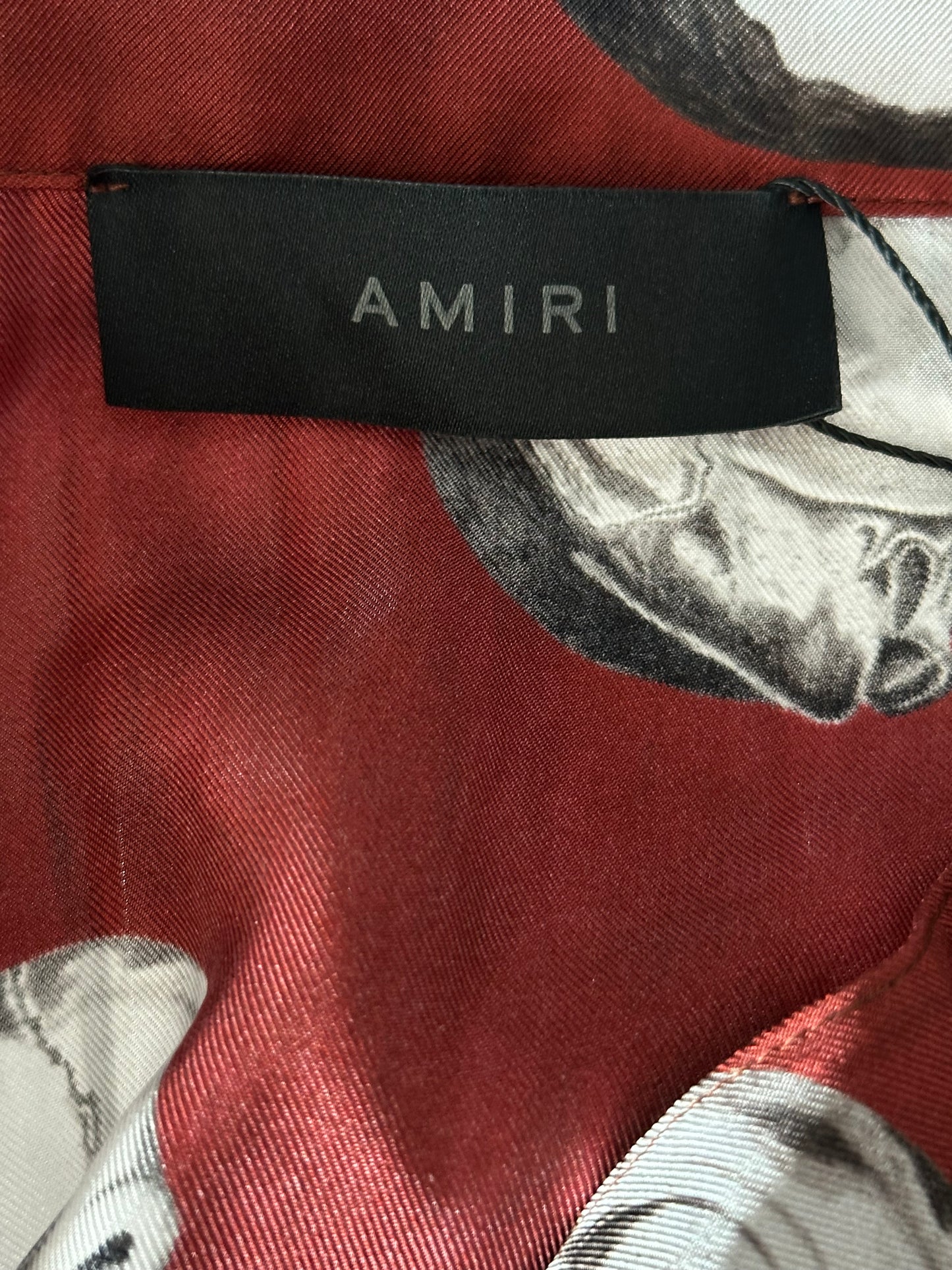 Amiri Red Skulls Silk Button Up Shirt
