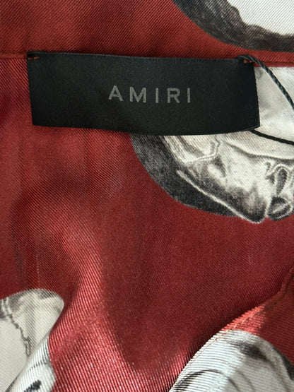 Amiri Red Skulls Silk Button Up Shirt