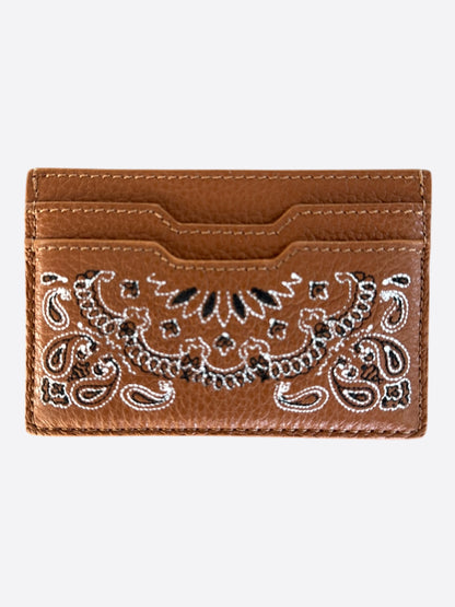 Amiri Brown & Bandana Embroidered Leather Cardholder