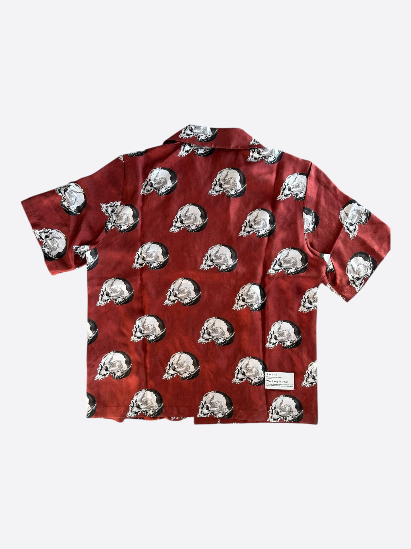 Amiri Red Skulls Silk Button Up Shirt