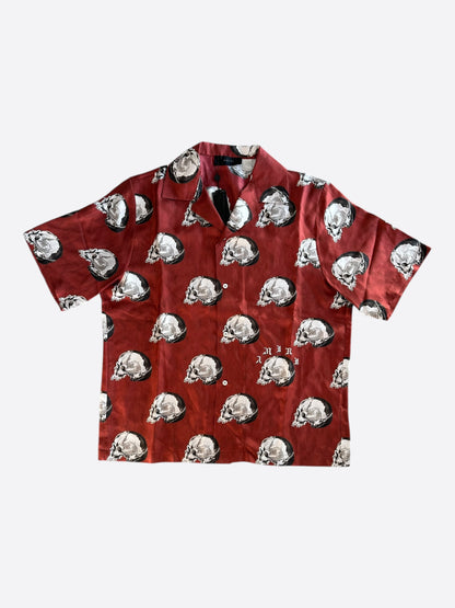 Amiri Red Skulls Silk Button Up Shirt