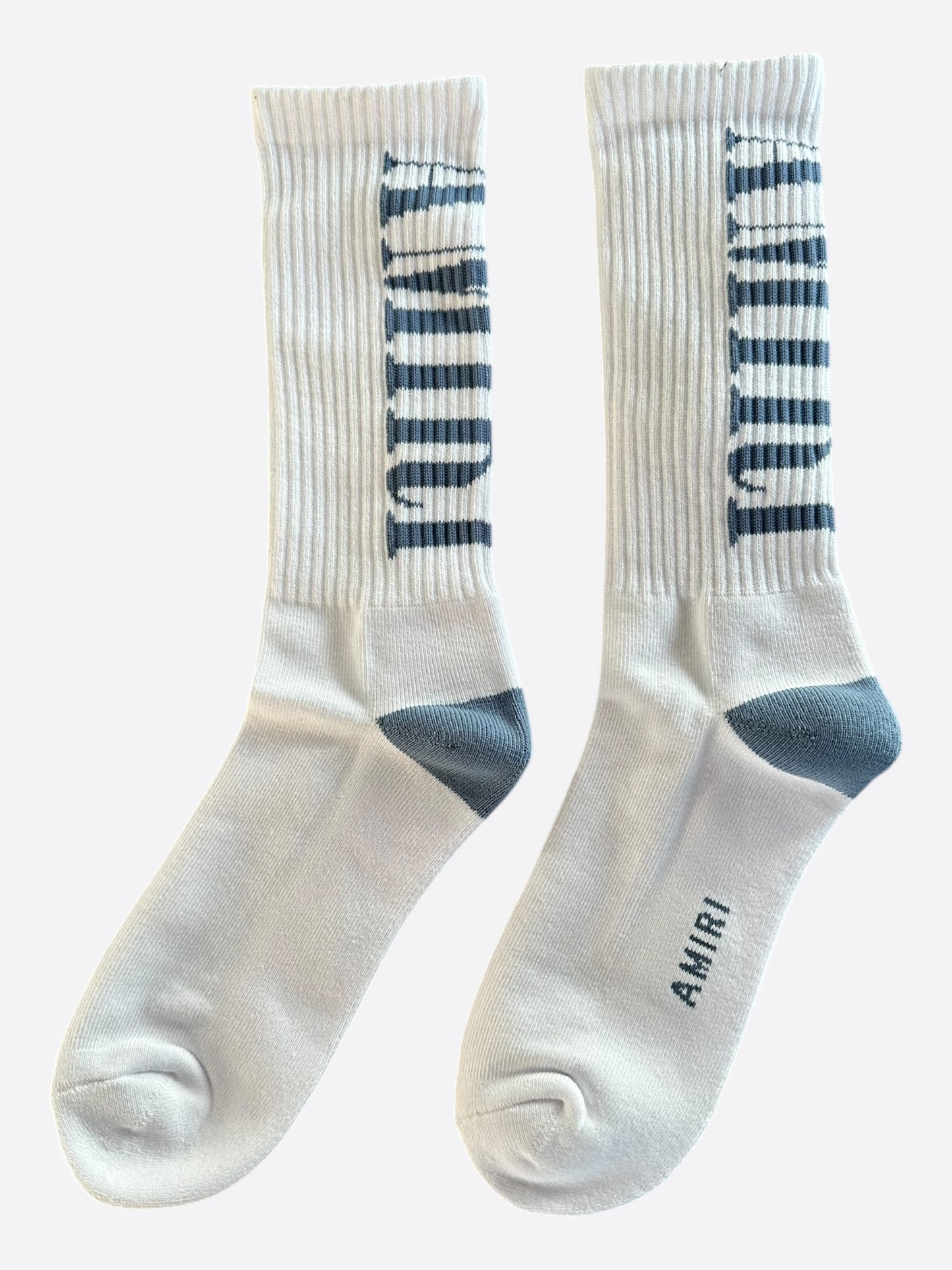 Amiri White & Blue Core Logo Socks