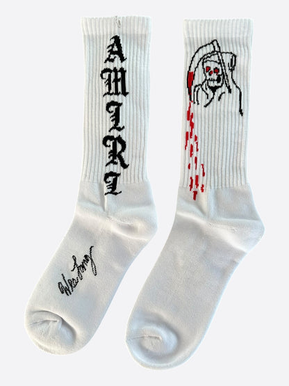 Amiri Wes Lang White & Black Blood Reaper Socks