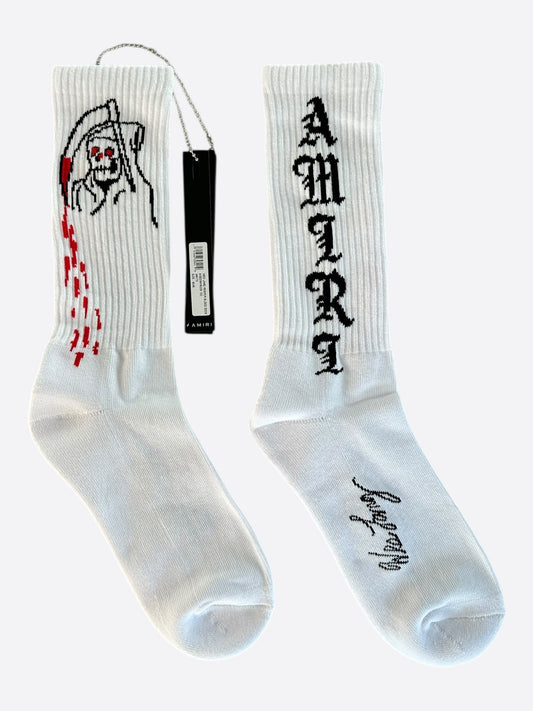 Amiri Wes Lang White & Black Blood Reaper Socks