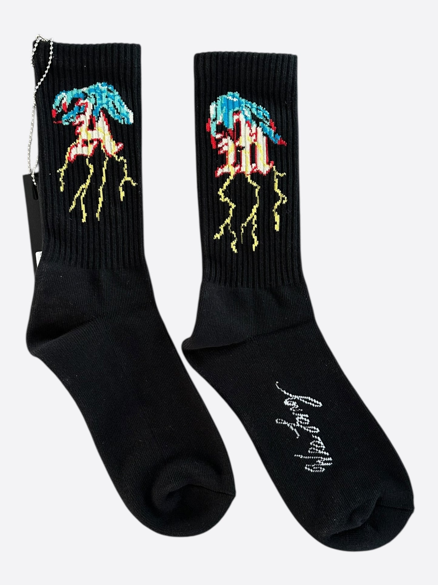 Amiri Wes Lang Black & Multicolor MA Hands Graphic Socks