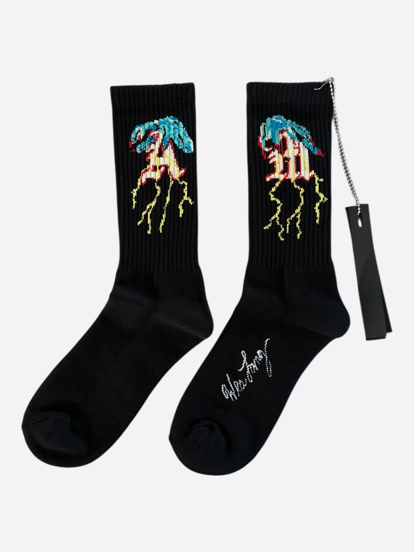 Amiri Wes Lang Black & Multicolor MA Hands Graphic Socks