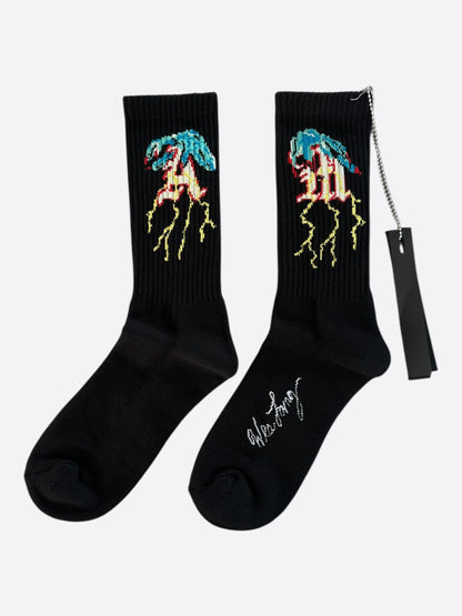 Amiri Wes Lang Black & Multicolor MA Hands Graphic Socks