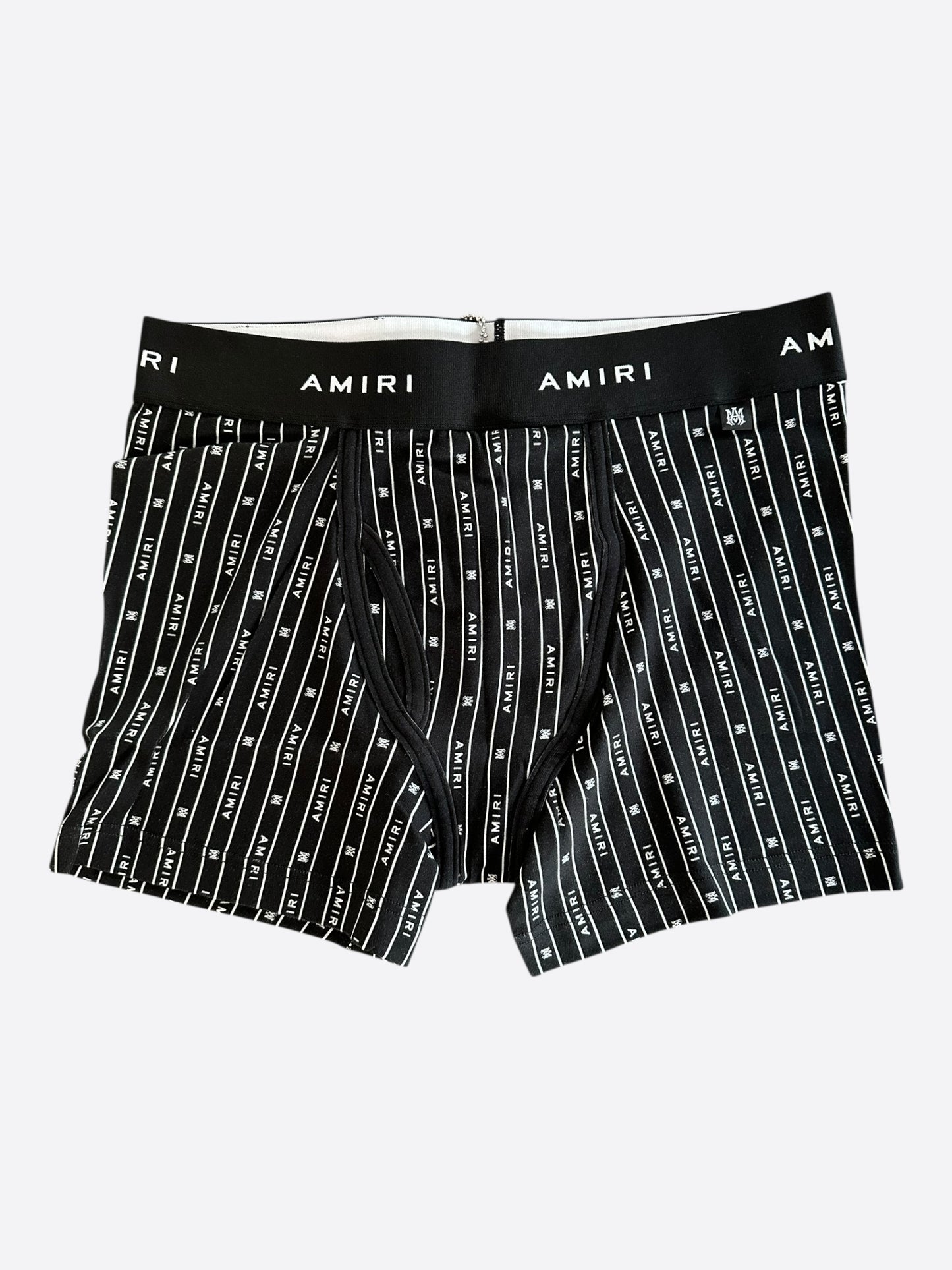 Amiri Black & White Striped Repeat Logo Boxershorts