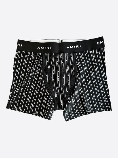 Amiri Black & White Striped Repeat Logo Boxershorts