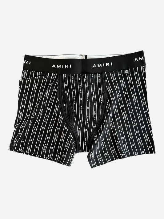 Amiri Black & White Striped Repeat Logo Boxershorts