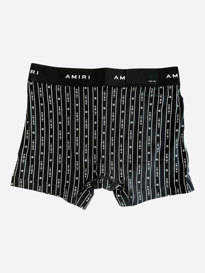 Amiri Black & White Striped Repeat Logo Boxershorts