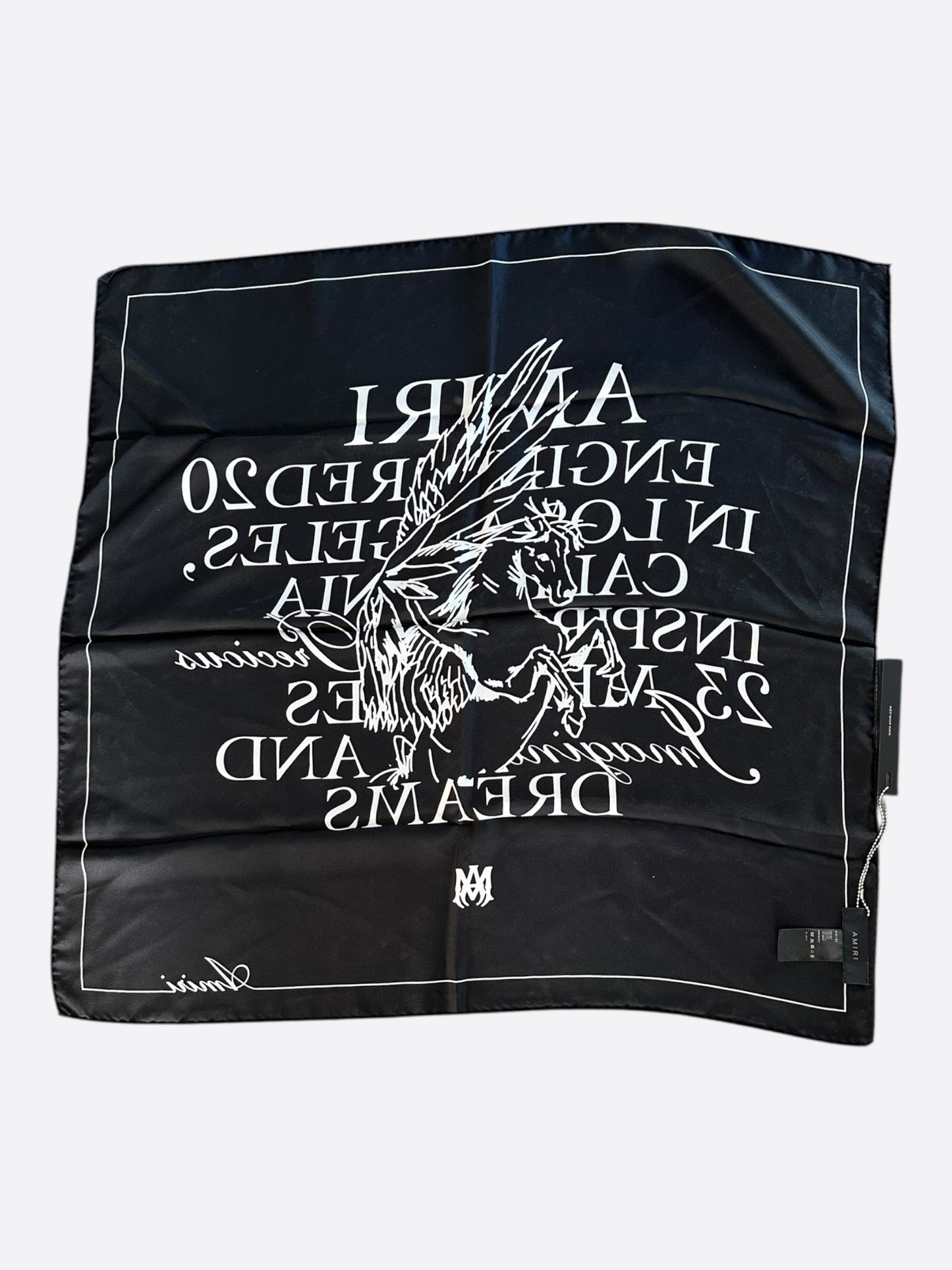 Amiri Black & White Pegasus Silk Scarf