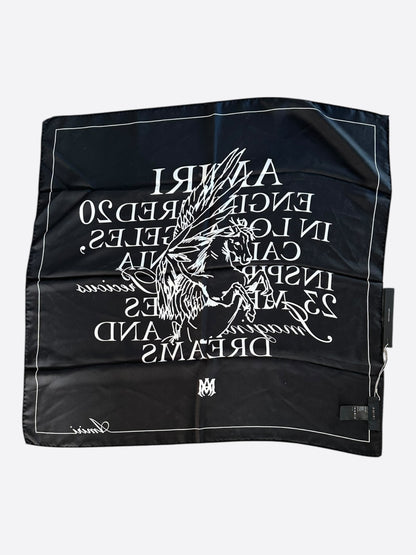 Amiri Black & White Pegasus Silk Scarf