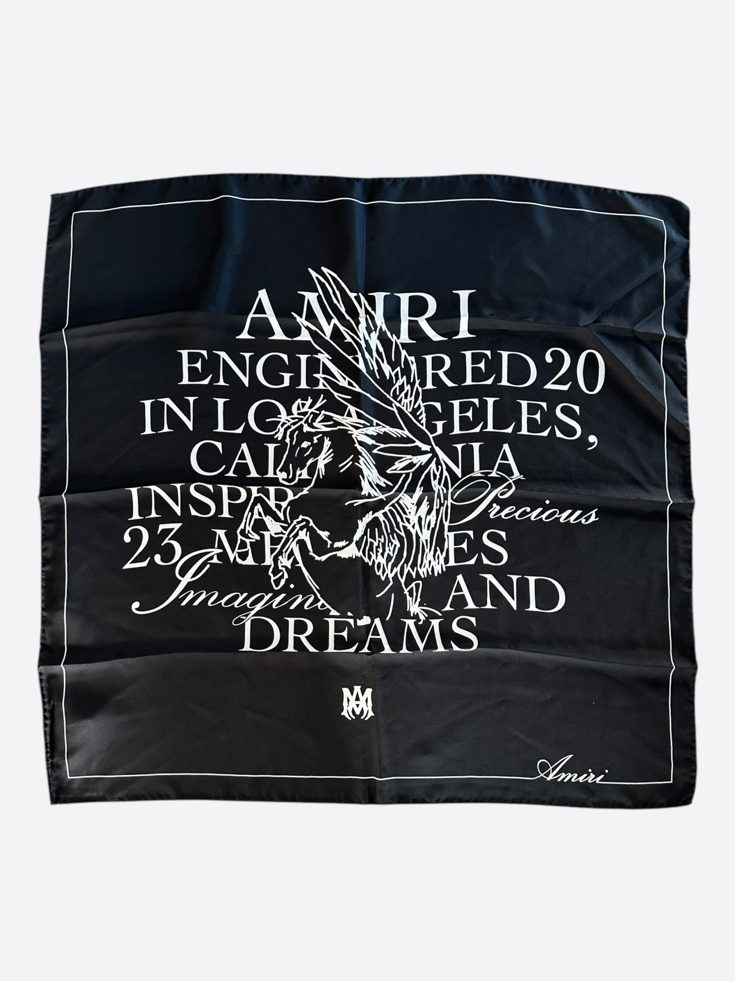 Amiri Black & White Pegasus Silk Scarf