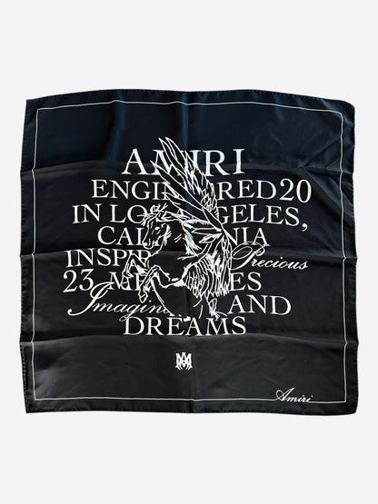 Amiri Black & White Pegasus Silk Scarf
