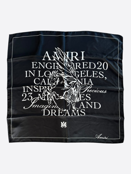 Amiri Black & White Pegasus Silk Scarf