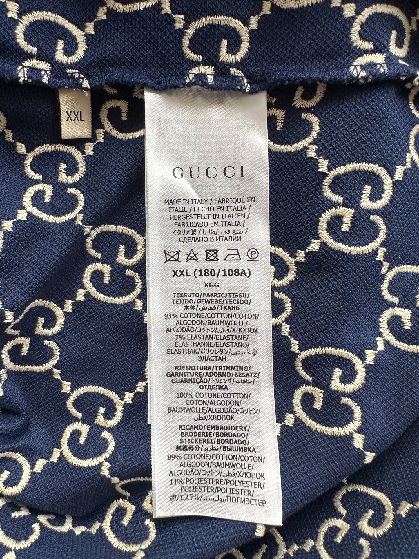 Gucci Blue & White GG Monogram Polo Shirt