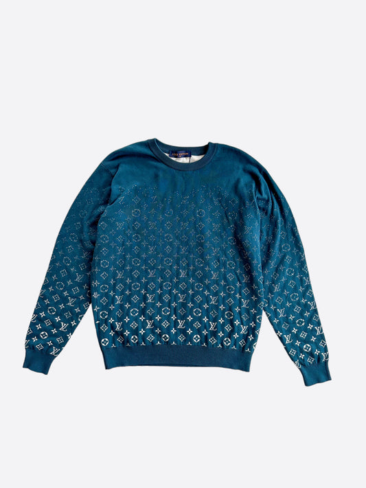 Louis Vuitton Turquoise & White Monogram Gradient Sweater