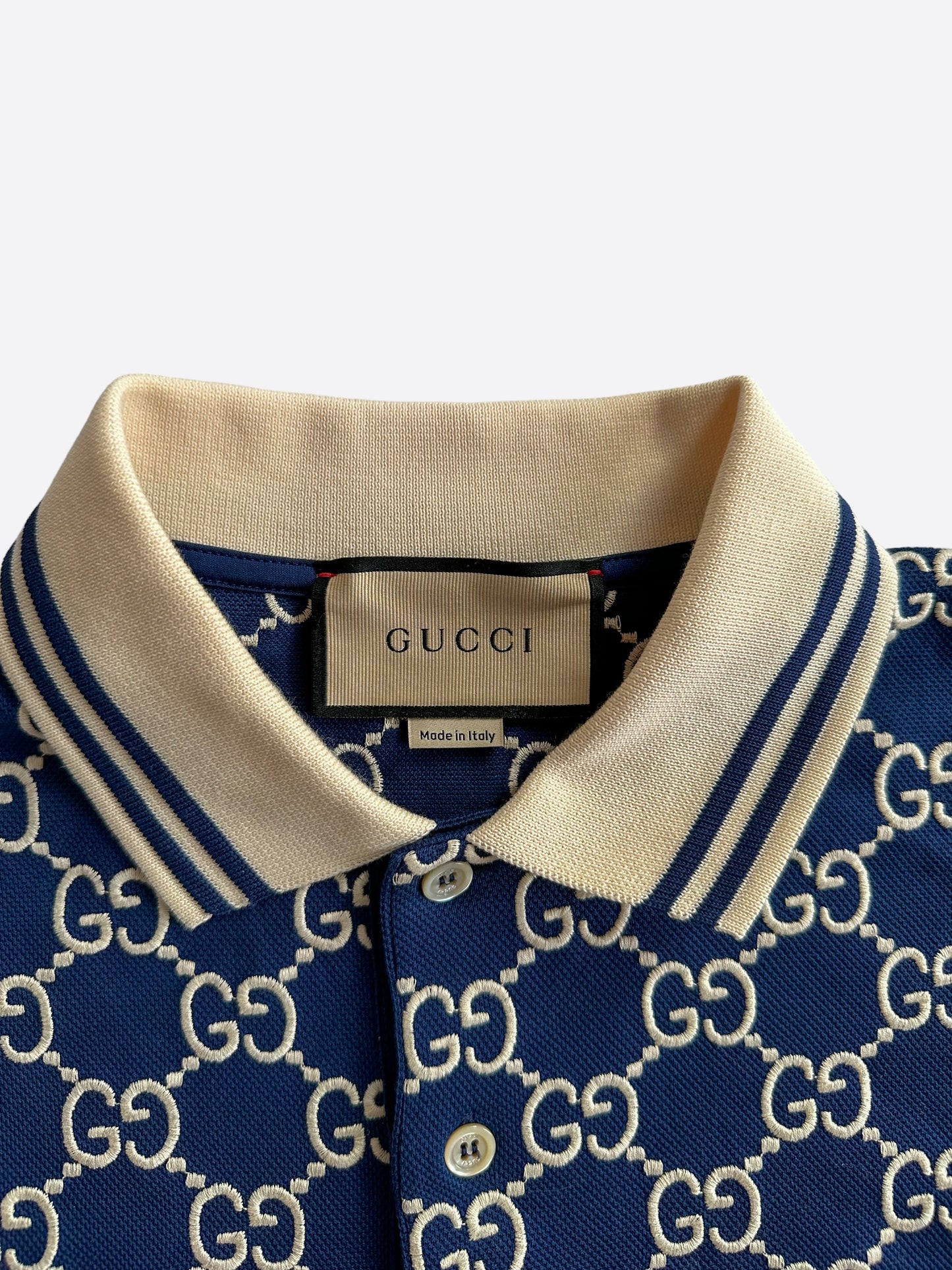 Gucci Blue & White GG Monogram Polo Shirt
