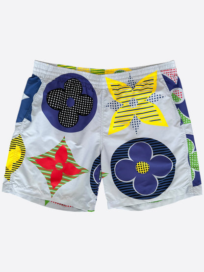 Louis Vuitton Grey Multicolor Flower Monogram Swimshorts