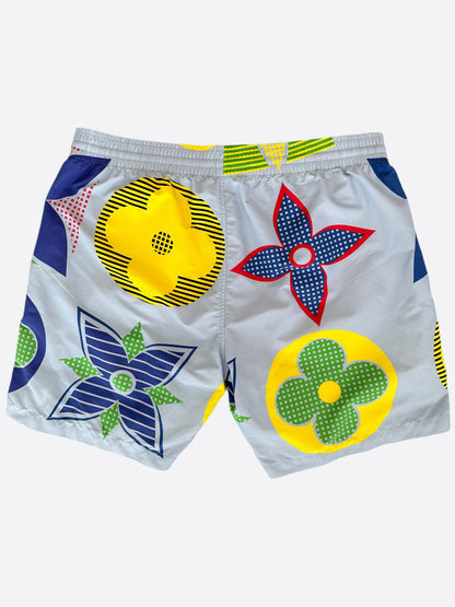 Louis Vuitton Grey Multicolor Flower Monogram Swimshorts