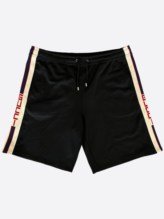 Gucci Black Logo Striped Tearaway Shorts