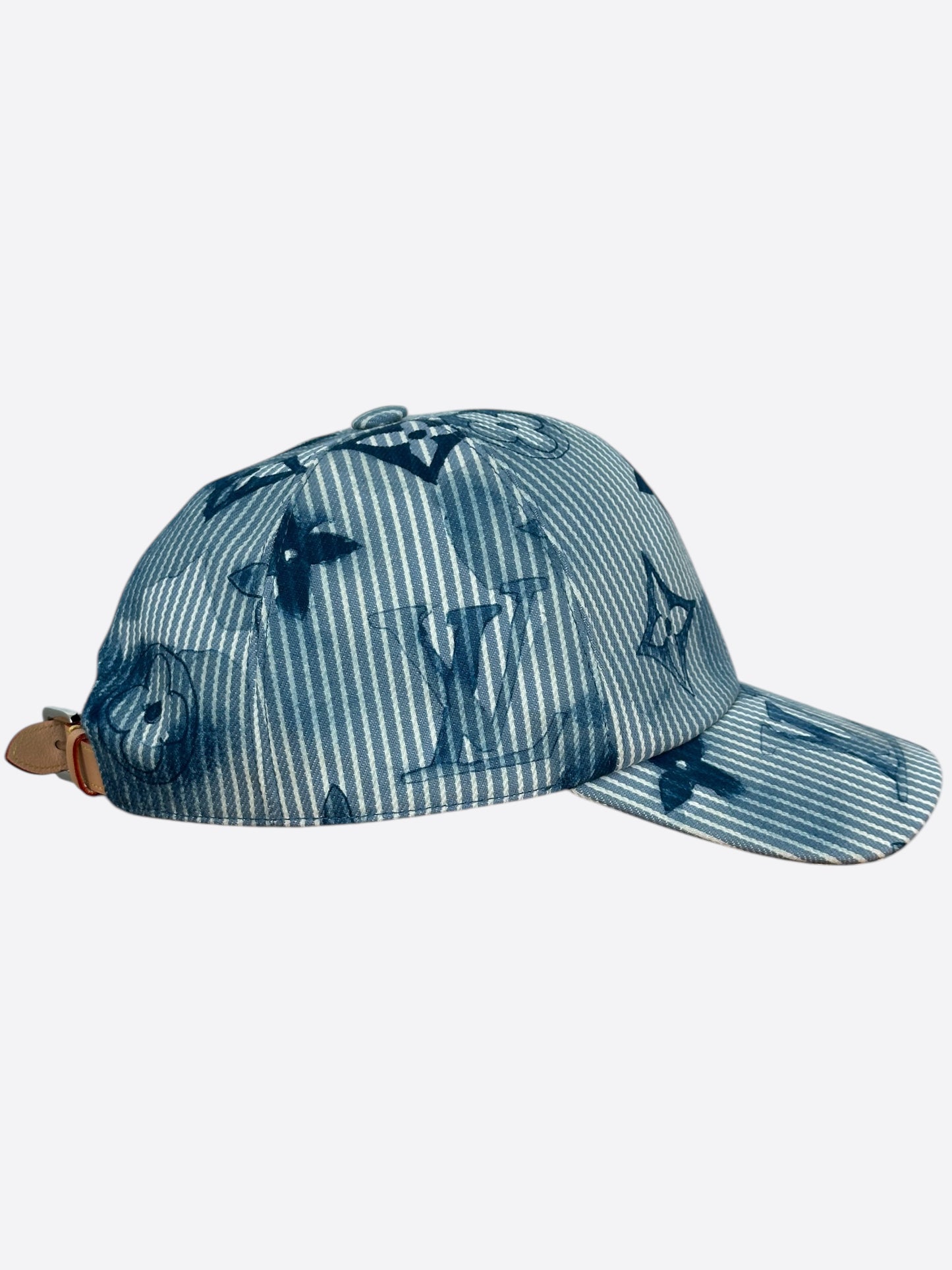 Louis Vuitton Blue & White Striped Watercolor Monogram Hat
