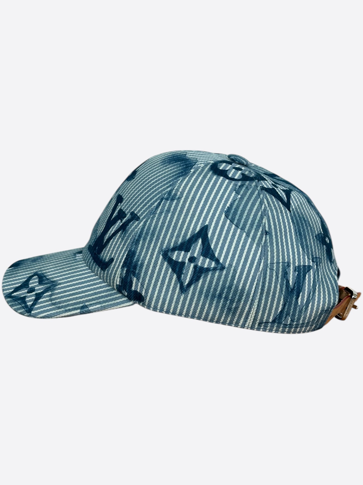 Louis Vuitton Blue & White Striped Watercolor Monogram Hat