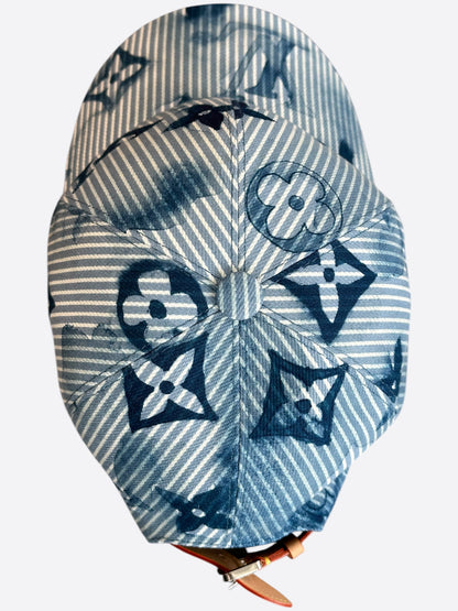 Louis Vuitton Blue & White Striped Watercolor Monogram Hat