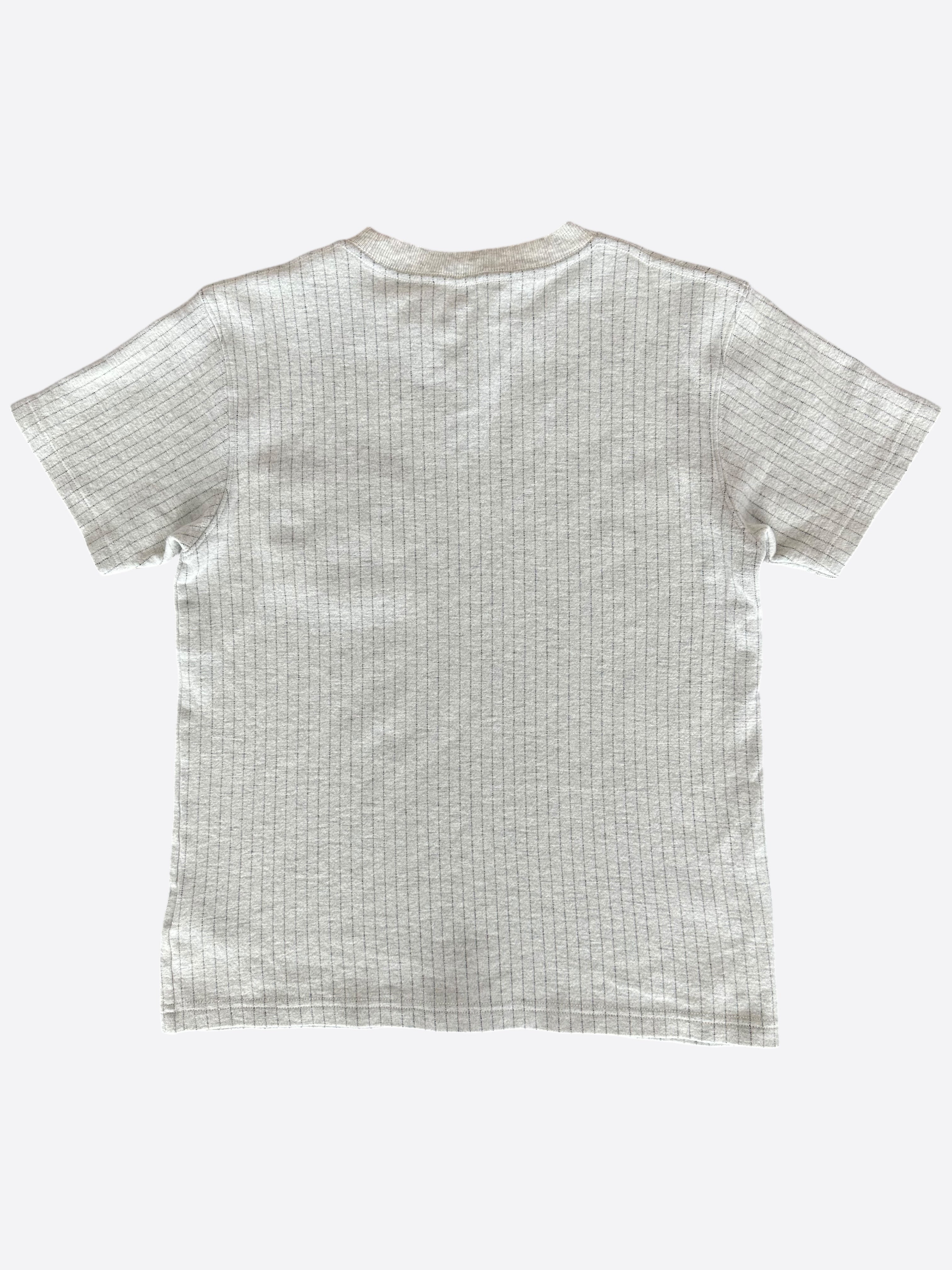 Dior Grey Pinstripe Atelier Embroidered Logo T-Shirt – Savonches