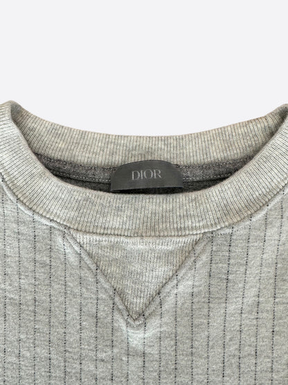 Dior Grey Pinstripe Atelier Embroidered Logo T-Shirt