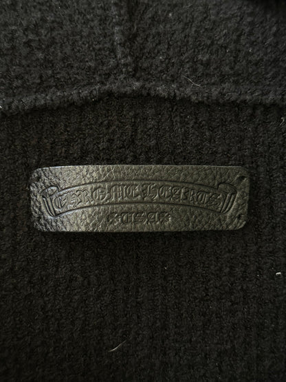 Chrome Hearts Black Ponyhair Cross Patch Knitted Hoodie