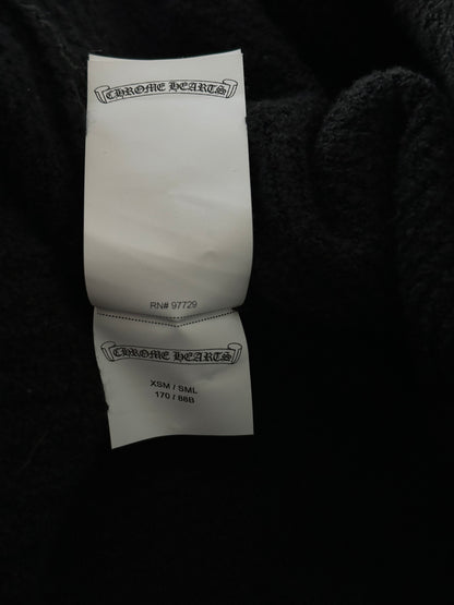 Chrome Hearts Black Ponyhair Cross Patch Knitted Hoodie