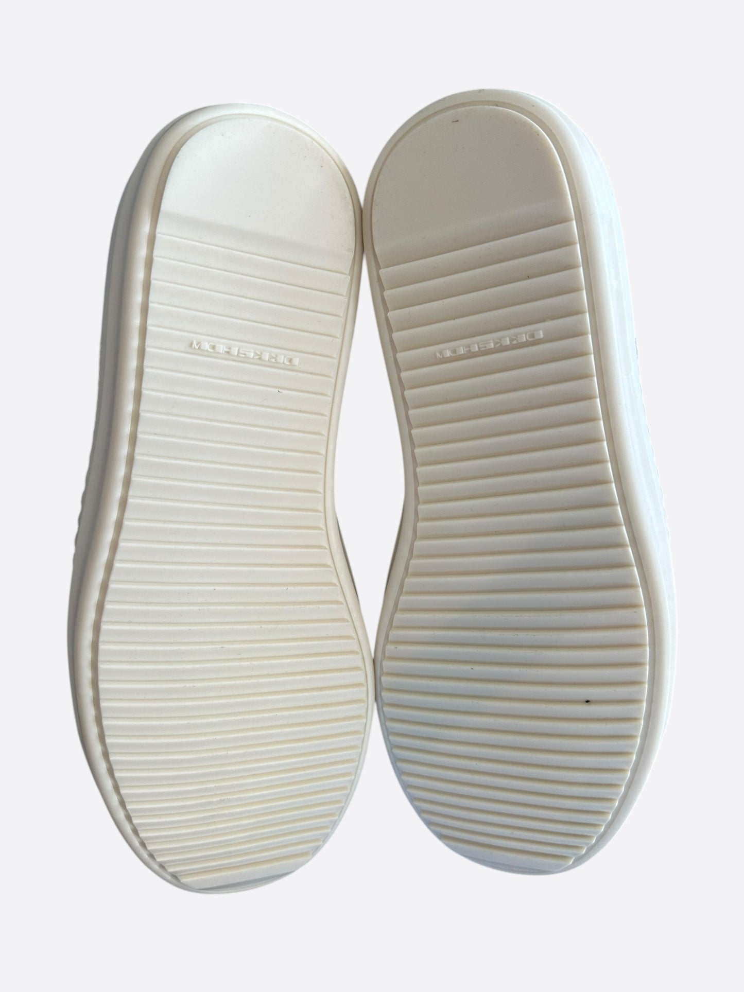 Rick Owens Blue & White Distressed Denim High Top Sneakers